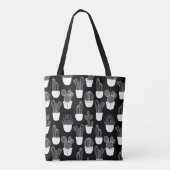 Cactussen witte lijn art groot patroon tote bag (Achterkant)