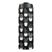 Cactussen witte lijn art patroon thermosbeker (Voorkant)