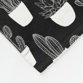 Cactussen witte lijn kunst klein patroon fleece deken (Hoek)