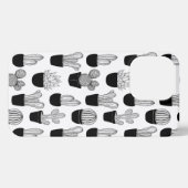 Cactussen zwart lijn art patroon iPhone hoesje (Achterkant horizontaal)