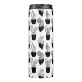 Cactussen zwart lijn art patroon thermosbeker (Achterkant)