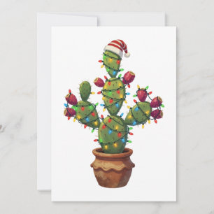 Cactusvijg met helder kleurrijke Kerstmis Kaart