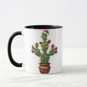 Cactusvijg met helder kleurrijke Kerstmis Mok
