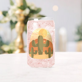 Cactuswoestijn met zon blikvorm glas