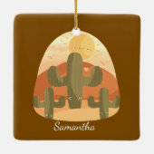 Cactuswoestijn met zon keramisch ornament (Achterkant)
