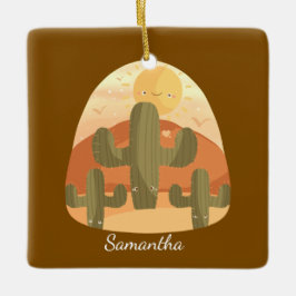 Cactuswoestijn met zon keramisch ornament