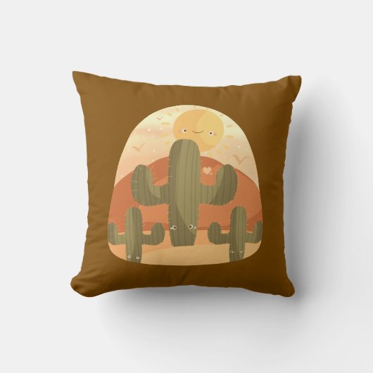 Cactuswoestijn met zon kussen (Voorkant)