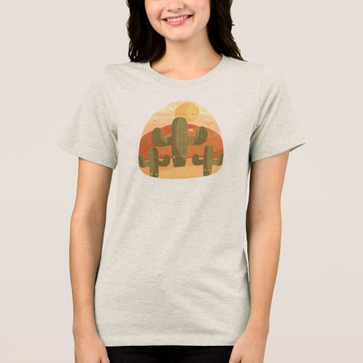 Cactuswoestijn met zon Tri-Blend shirt (Voorkant)