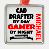 CAD Drafter houdt van het spelen van videogames Metalen Ornament (Voorkant)