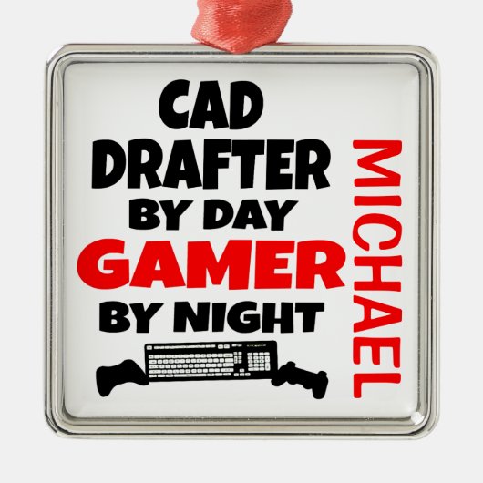 CAD Drafter houdt van het spelen van videogames Metalen Ornament (Voorkant)