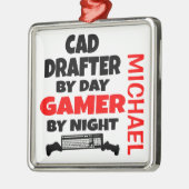 CAD Drafter houdt van het spelen van videogames Metalen Ornament (Links)