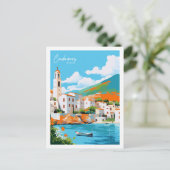 Cadaques Spanje vintage reisplaats illustratie Briefkaart (Staand voorkant)