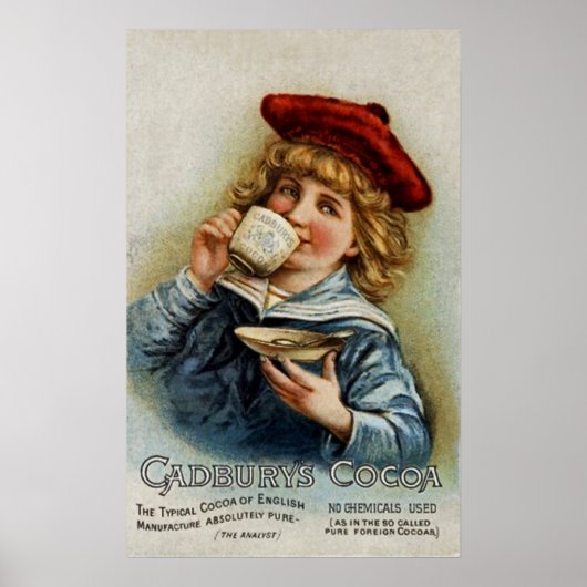 Cadbury ~ Cocoa Drink chocolade ~ GB 1890 Poster (Voorkant)