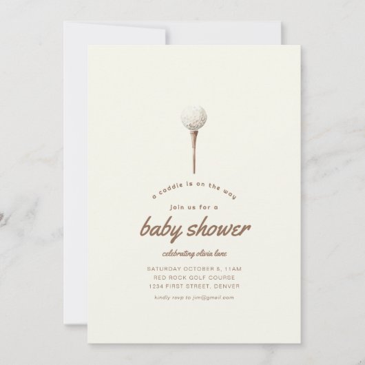 Caddie op de manier Golf Baby shower Uitnodigen Kaart (Voorkant)