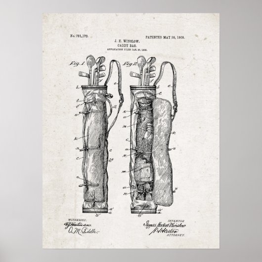 Caddy Bag Patent Print Poster (Voorkant)