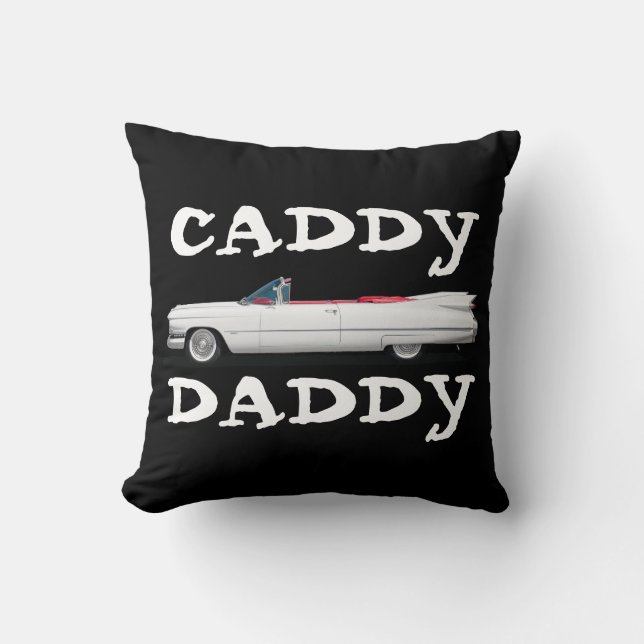 CADDY DADDY DAD CLASSIC CAR MET FINS PILLOW KUSSEN (Voorkant)