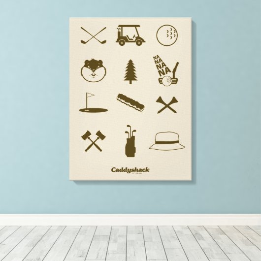 Caddyshack-pictogrammen Canvas Afdruk (Insitu (Houten vloer))
