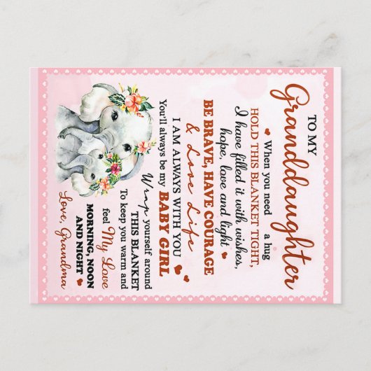 Cadeaau-idee olifant verjaardag voor mijn kleindoc briefkaart (Voorkant)