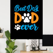 Cadeaau voor grootvader | Beste hond papa ooit Poster (Thuiskantoor)