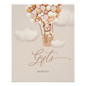 Cadeaotafelkaart Bruine Beer Roze Ballon Meisje Ba Perfect Poster (Voorkant)