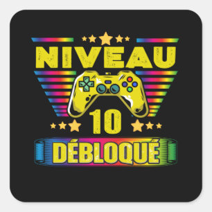 Cadeau 10 ans Anniversaire Gamer Niveau 10 Vierkante Sticker