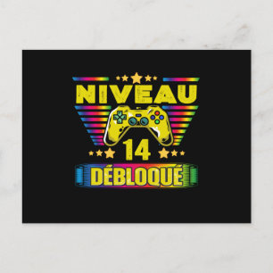 Cadeau 14 ans Anniversaire Gamer Niveau 14 Briefkaart