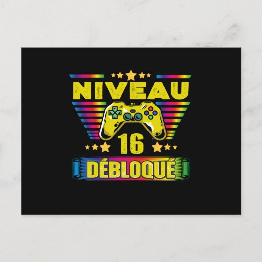 Cadeau 16 ans Anniversaire Gamer Niveau 16 Briefkaart (Voorkant)