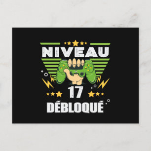 Cadeau 17 ans Anniversaire Gamer Niveau 17 Briefkaart