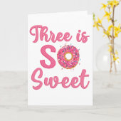 Cadeau 3e verjaardag Zoete Donut 3 Jaar Oude Meisj Kaart (Gele Bloem)