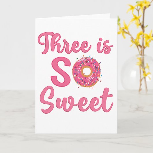 Cadeau 3e verjaardag Zoete Donut 3 Jaar Oude Meisj Kaart (Gele Bloem)