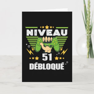 Cadeau 51 ans Anniversaire Gamer Niveau 51 Kaart