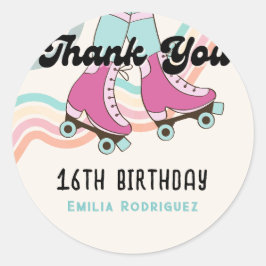 Cadeau 70s Rock and ROLL Roller Schaatsfeestje Ronde Sticker