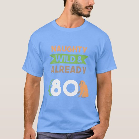 Cadeau 80 jaar verjaardag vrouwen Aap Monkey grapp T-shirt (Voorkant)
