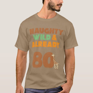 Cadeau 80 jaar verjaardag vrouwen Giraffe vintage T-shirt