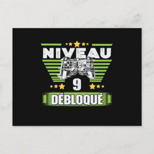 Cadeau 9, Anniversaire Gamer Niveau 9 Débloqué Briefkaart