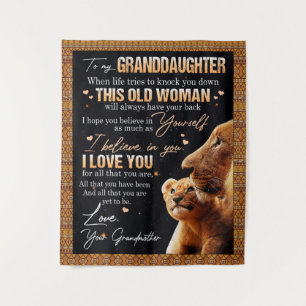 Cadeau aan mijn kleindochter van oma, leeuwen lief wandkleed