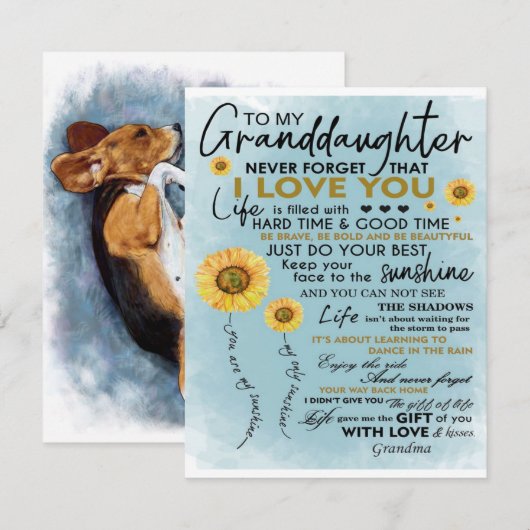 Cadeau aan mijn kleindochter, verjaardagscadeau vo kaart (Voorkant / Achterkant)