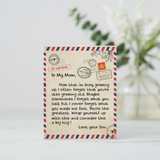 Cadeau aan mijn zoon, moeder en zoon, liefdesbrief kaart (Staand voorkant)