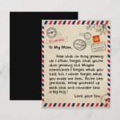 Cadeau aan mijn zoon, moeder en zoon, liefdesbrief kaart (Voorkant / Achterkant)