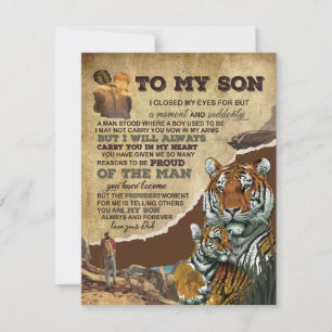 Cadeau aan mijn zoon, Tijgerliefhebbers, Brief aan Kaart