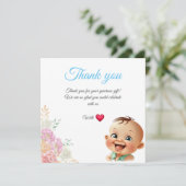 Cadeau baby 2-kaart bedankkaart (Staand voorkant)