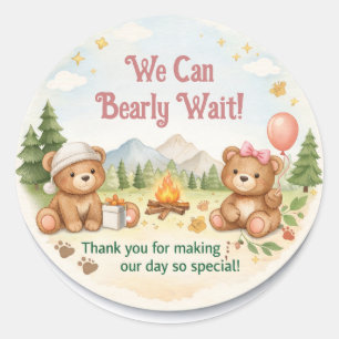 Cadeau Baby Shower Bedankt   Teddy Bear Kaart Ronde Sticker
