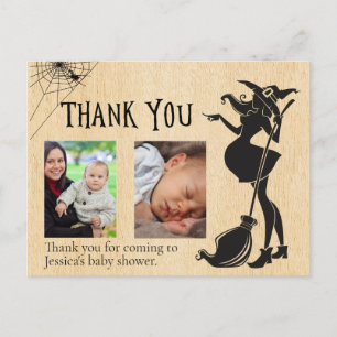 Cadeau baby shower heks bedankt Halloween foto  Briefkaart