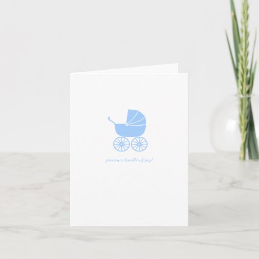 Cadeau Baby Shower Kaart Blauwe Wandelwagen (Voorkant)