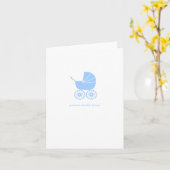 Cadeau Baby Shower Kaart Blauwe Wandelwagen (Gele Bloem)