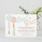 Cadeau-baby shower-uitnodiging voor geslacht onthu kaart (Staand voorkant)