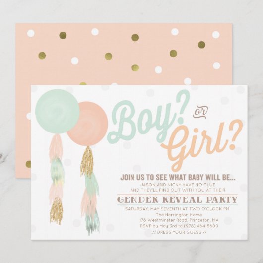 Cadeau-baby shower-uitnodiging voor geslacht onthu kaart (Voorkant / Achterkant)