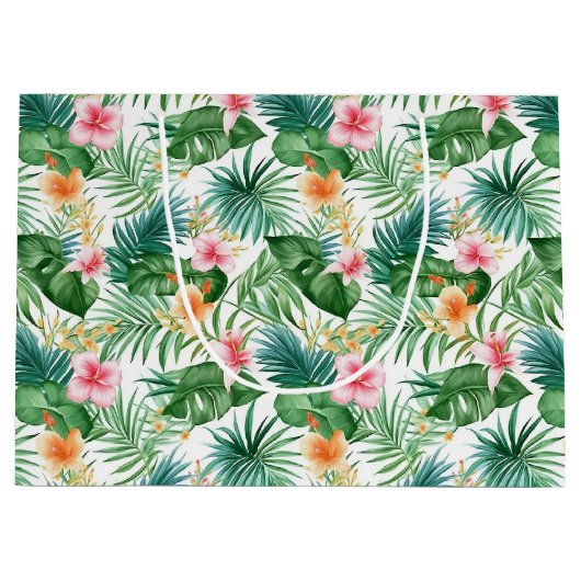 Cadeau Bag-Tropische Bloemen Groot Cadeauzakje (Voorkant)