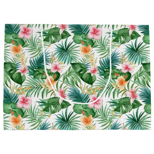 Cadeau Bag-Tropische Bloemen Groot Cadeauzakje (Achterkant)