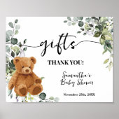 Cadeau Beer Groene Eucalyptus Baby Shower Bord Poster (Voorkant)